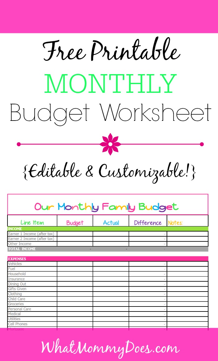 Free Monthly Budget Template - Cute Design in Excel