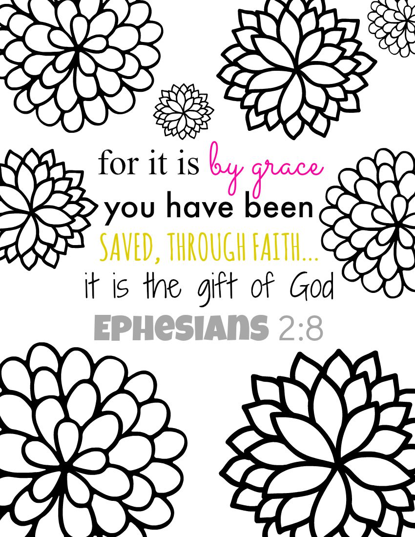 Bible Verse Coloring Page · For it is by Grace