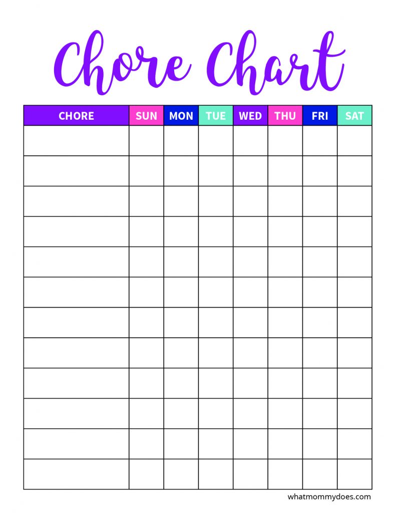 printable daily chore chart template - Togo.wpart.co