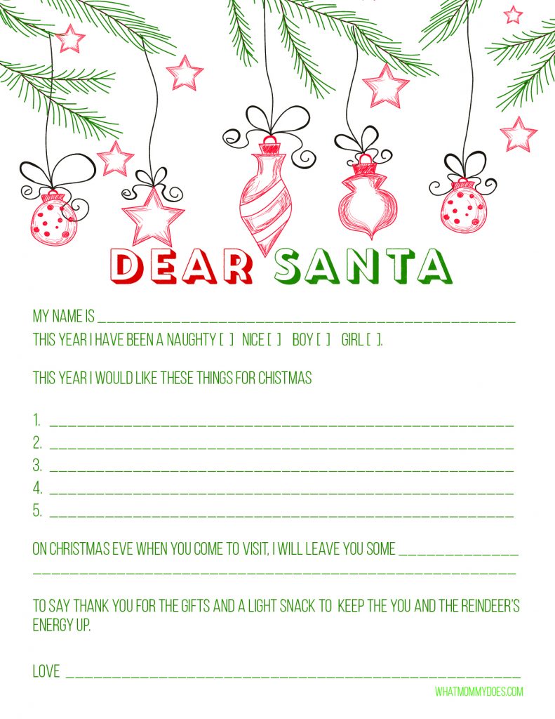Blank Letter to Santa Template Free Printable! - What Mommy Does